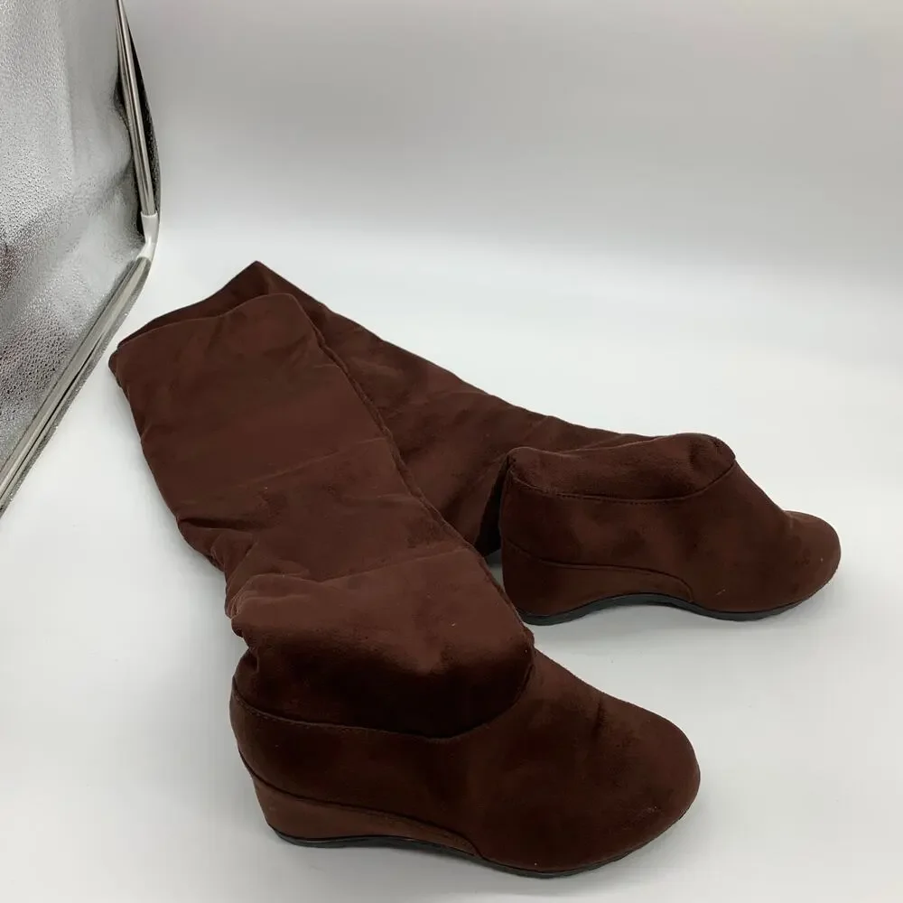 Women's Brown Boots Size 6.5 Over The Knee Wedge Boot
